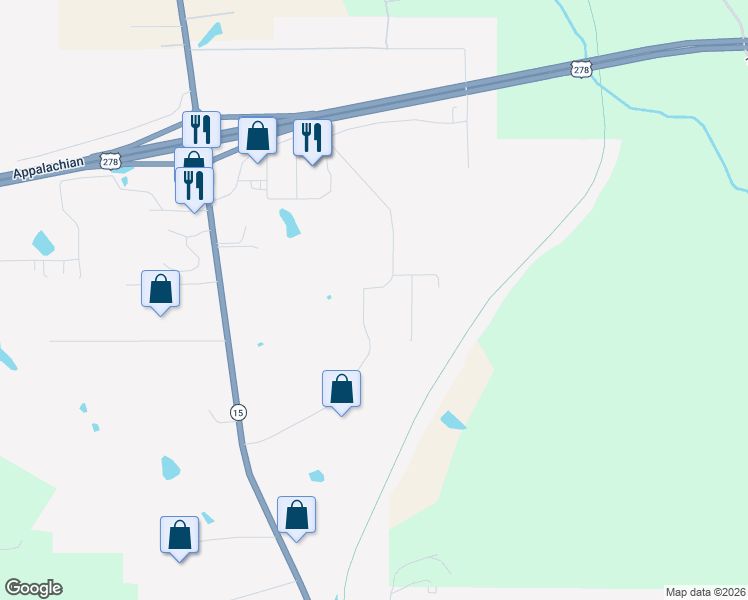 map of restaurants, bars, coffee shops, grocery stores, and more near 370 Henry Southern Drive in Pontotoc