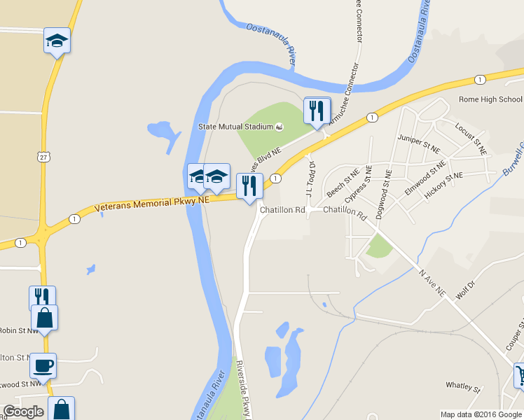 map of restaurants, bars, coffee shops, grocery stores, and more near 80 Chatillon Road in Rome