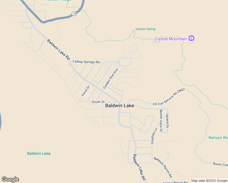 map of restaurants, bars, coffee shops, grocery stores, and more near Wooded Road in San Bernardino County