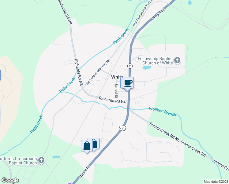 map of restaurants, bars, coffee shops, grocery stores, and more near 27 School Street in White