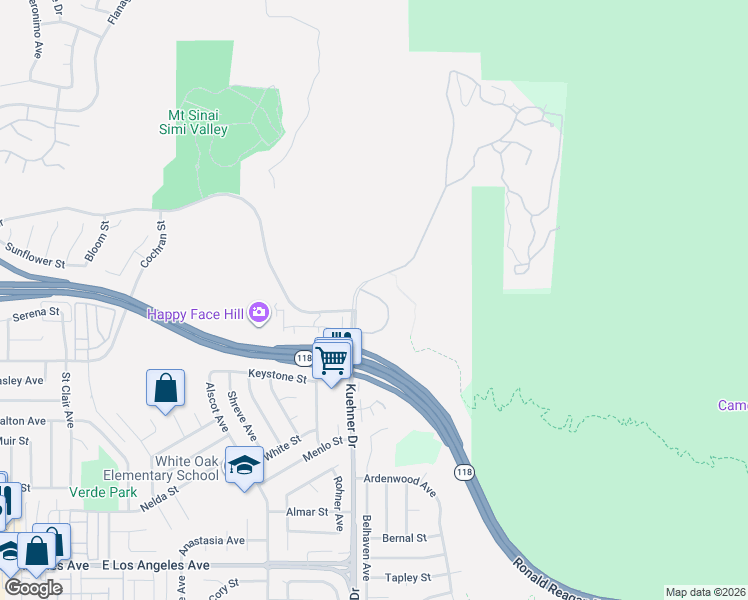 map of restaurants, bars, coffee shops, grocery stores, and more near 6533 Canyon Oaks Drive in Simi Valley