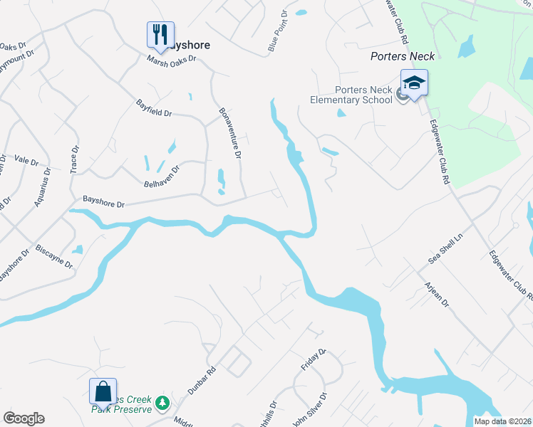 map of restaurants, bars, coffee shops, grocery stores, and more near 916 Bayshore Drive in Wilmington