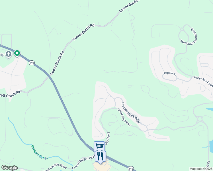 map of restaurants, bars, coffee shops, grocery stores, and more near 118 Twilight Overlook in Canton