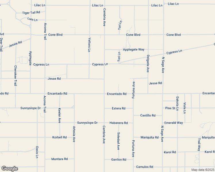 map of restaurants, bars, coffee shops, grocery stores, and more near 56566 Encantado Road in Landers