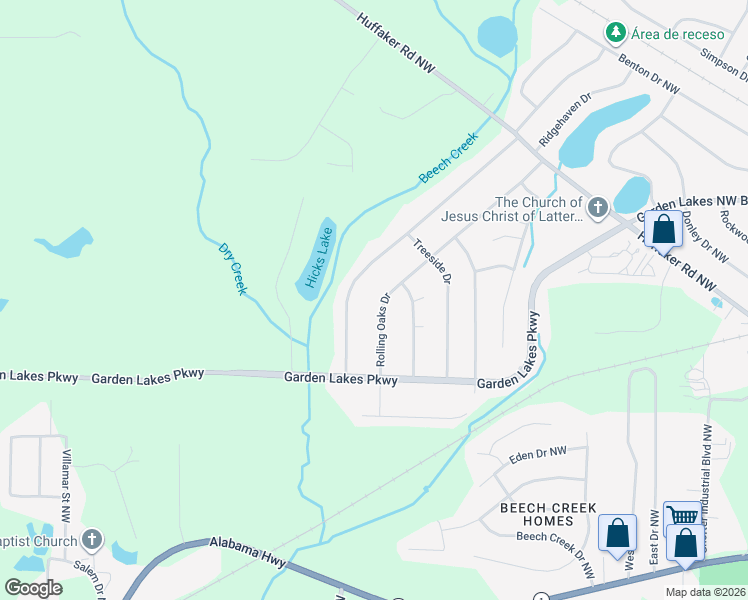 map of restaurants, bars, coffee shops, grocery stores, and more near 221 Rolling Wood Circle Northwest in Rome
