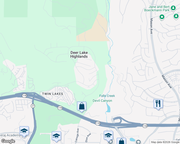 map of restaurants, bars, coffee shops, grocery stores, and more near 21132 Citylights Drive in Los Angeles County