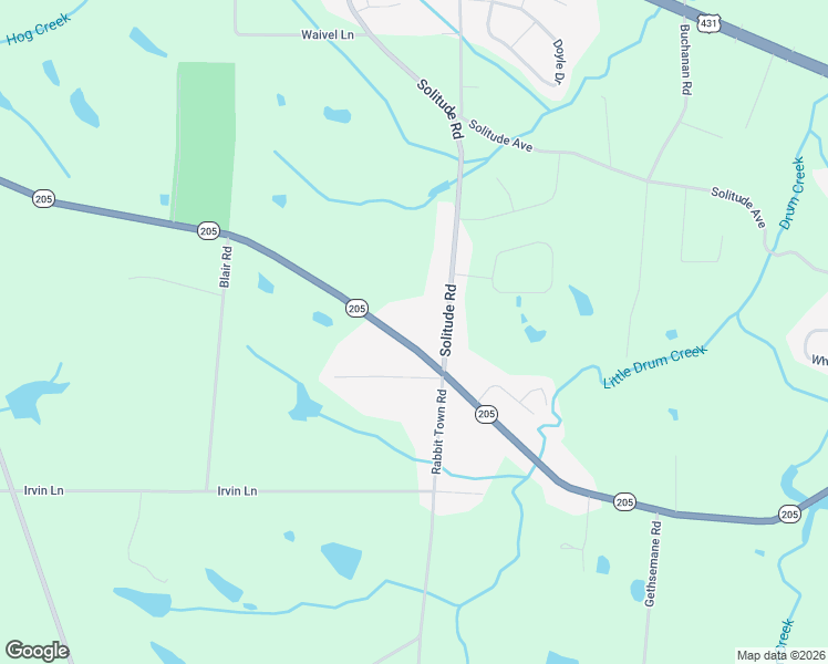 map of restaurants, bars, coffee shops, grocery stores, and more near 2820 Alabama 205 in Albertville