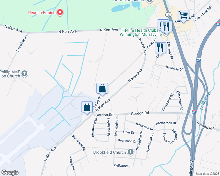 map of restaurants, bars, coffee shops, grocery stores, and more near 1902 Farley Drive in Wilmington