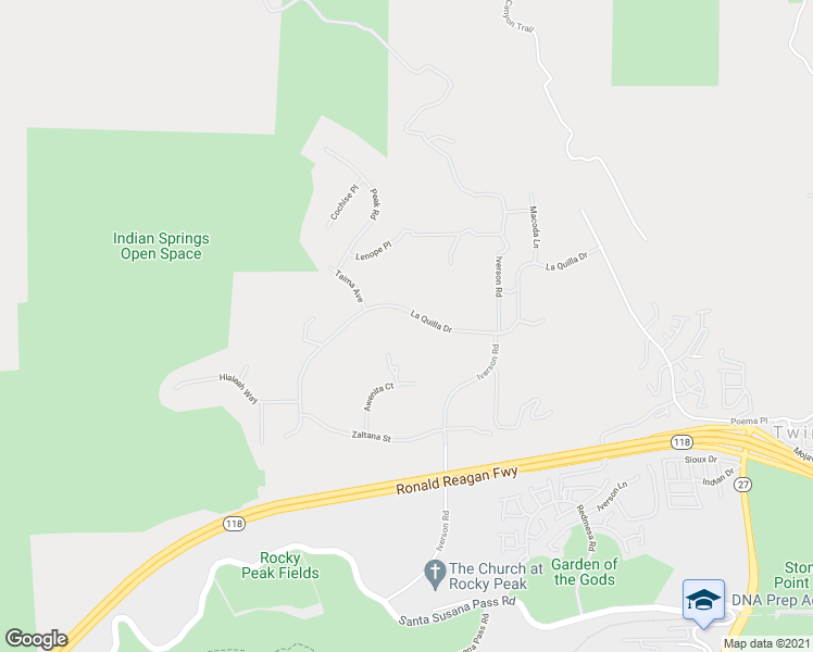 map of restaurants, bars, coffee shops, grocery stores, and more near 22560 La Quilla Drive in Los Angeles County