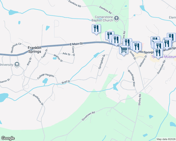 map of restaurants, bars, coffee shops, grocery stores, and more near 48 Brad Street in Royston
