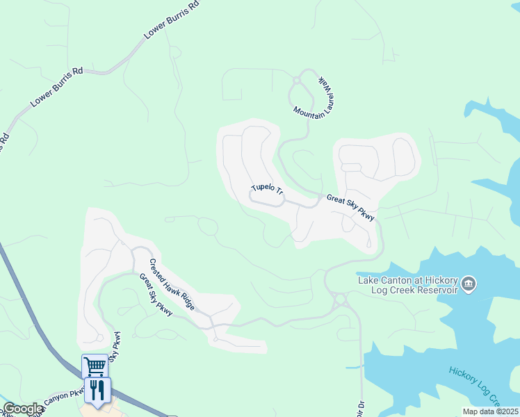 map of restaurants, bars, coffee shops, grocery stores, and more near 322 Tupelo Tr in Canton