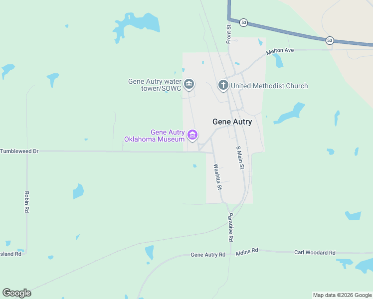 map of restaurants, bars, coffee shops, grocery stores, and more near 174 Tumbleweed Road in Ardmore
