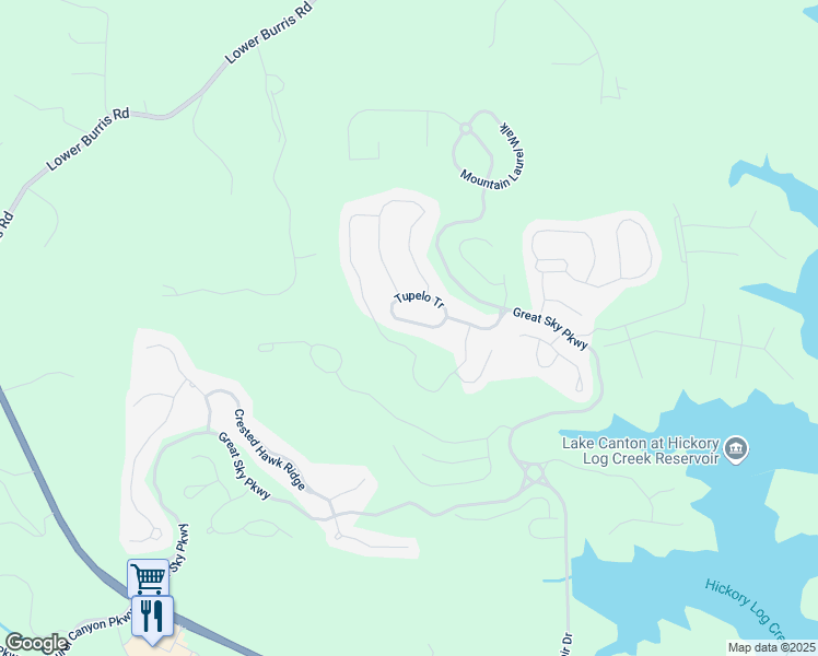 map of restaurants, bars, coffee shops, grocery stores, and more near 322 Tupelo Tr in Canton