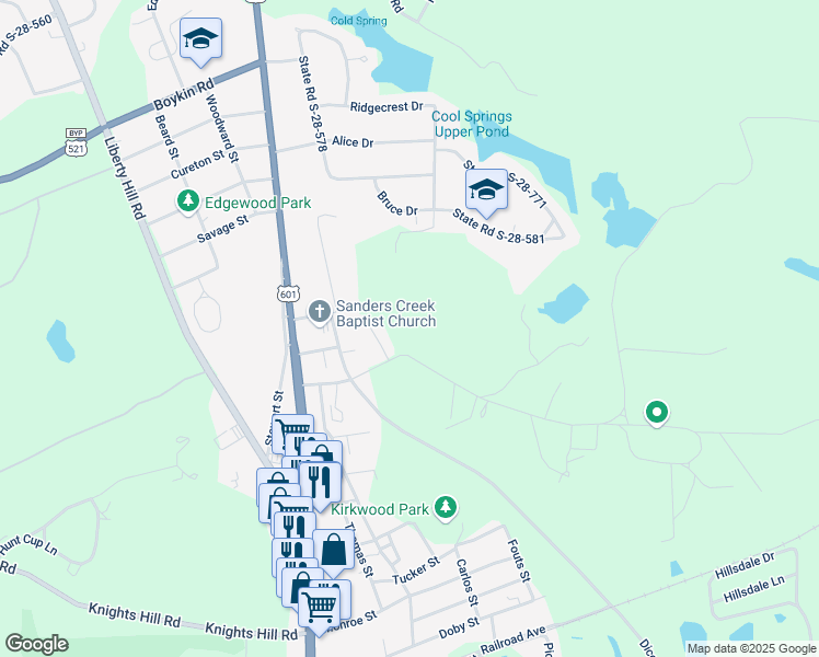 map of restaurants, bars, coffee shops, grocery stores, and more near 491 Firetower Rd in Camden