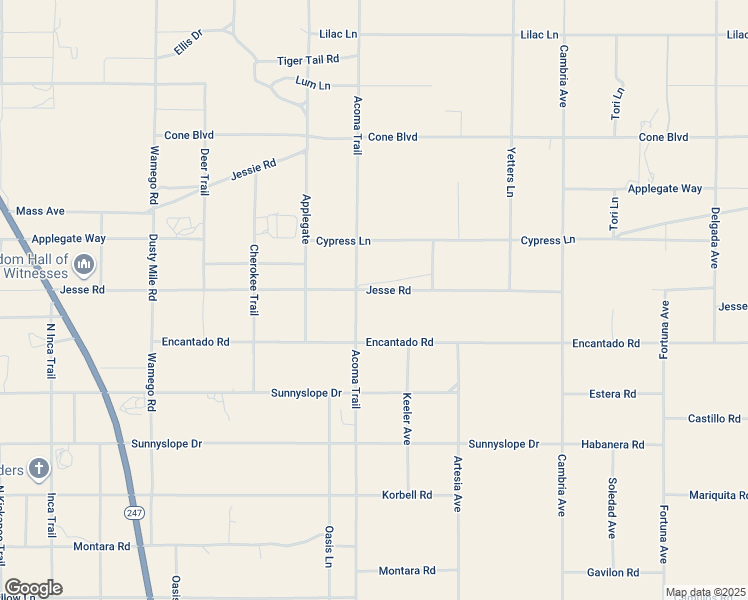 map of restaurants, bars, coffee shops, grocery stores, and more near 56133 Jesse Road in Landers