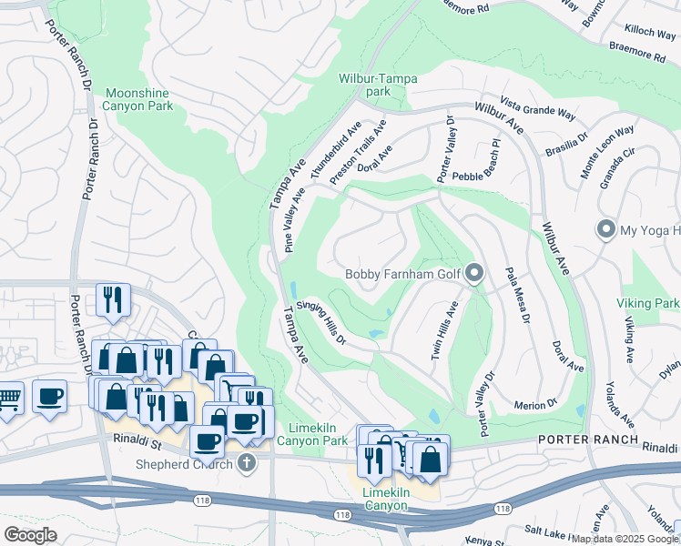 map of restaurants, bars, coffee shops, grocery stores, and more near 11677 Seminole Circle in Los Angeles