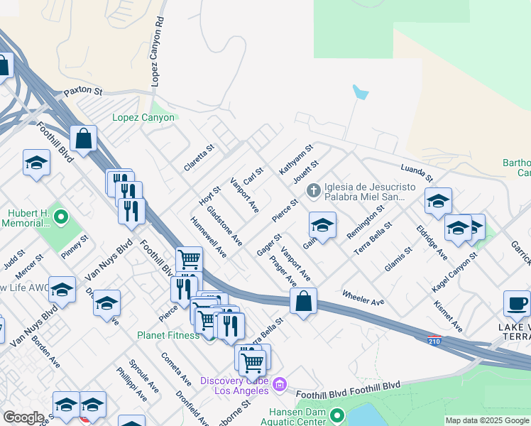 map of restaurants, bars, coffee shops, grocery stores, and more near 11972 Jouett Street in Los Angeles