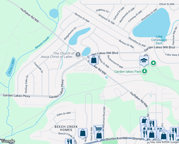map of restaurants, bars, coffee shops, grocery stores, and more near 23 Conifer Ring in Rome