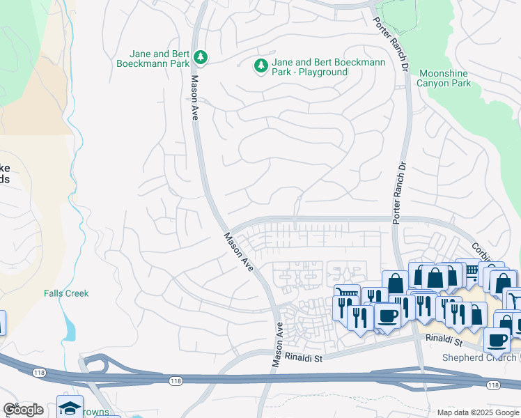 map of restaurants, bars, coffee shops, grocery stores, and more near 11533 North Darcy Way in Los Angeles