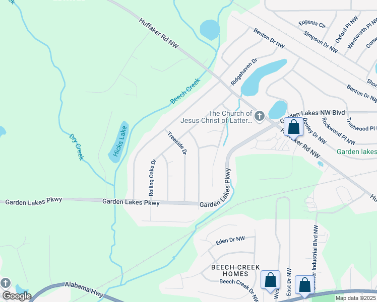 map of restaurants, bars, coffee shops, grocery stores, and more near 120 Treeside Drive in Rome