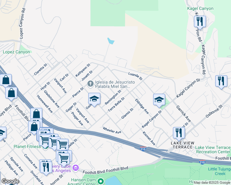 map of restaurants, bars, coffee shops, grocery stores, and more near 11714 Gain Street in Los Angeles