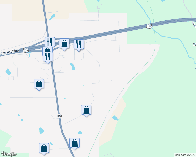 map of restaurants, bars, coffee shops, grocery stores, and more near 386 5 Star Road in Pontotoc
