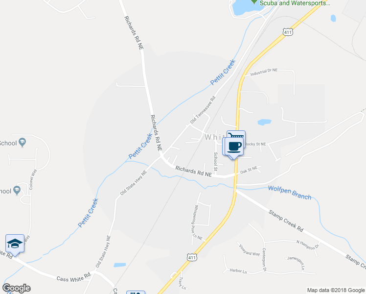 map of restaurants, bars, coffee shops, grocery stores, and more near 11 Clubhouse Drive in White