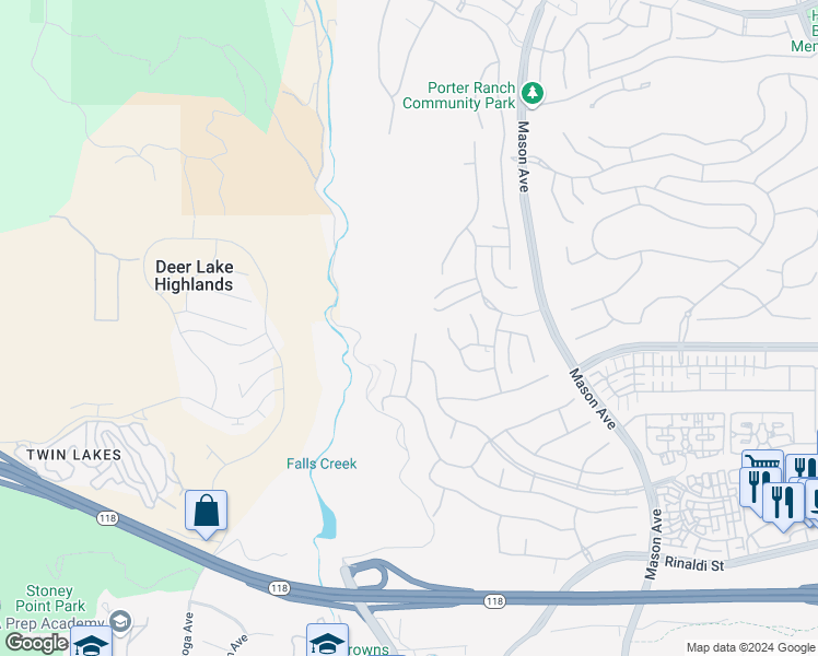 map of restaurants, bars, coffee shops, grocery stores, and more near 11559 Santini Lane in Los Angeles