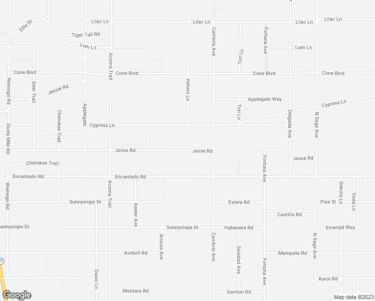map of restaurants, bars, coffee shops, grocery stores, and more near 55674 Jesse Road in Yucca Valley
