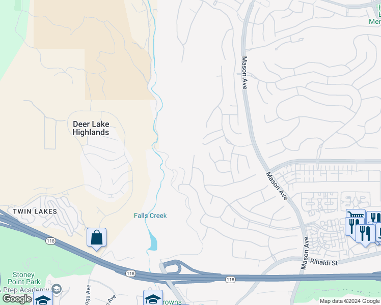 map of restaurants, bars, coffee shops, grocery stores, and more near 11559 Santini Lane in Los Angeles