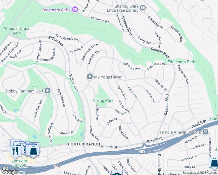 map of restaurants, bars, coffee shops, grocery stores, and more near 11615 Amigo Avenue in Los Angeles