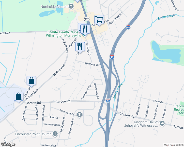 map of restaurants, bars, coffee shops, grocery stores, and more near 4413 Huckleberry Rd in Wilmington