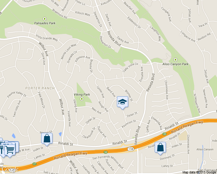 map of restaurants, bars, coffee shops, grocery stores, and more near 18671 Brymer St in Los Angeles