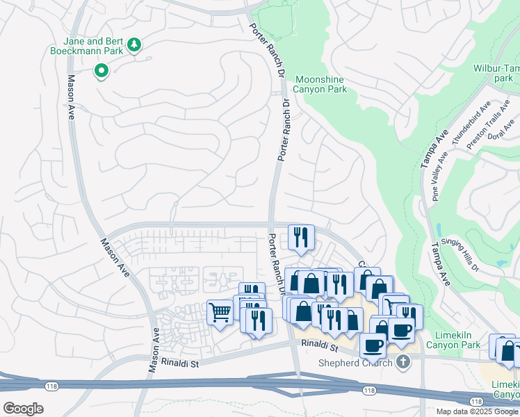 map of restaurants, bars, coffee shops, grocery stores, and more near in Los Angeles