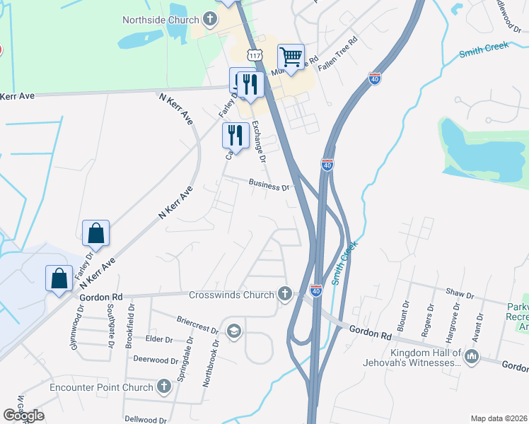 map of restaurants, bars, coffee shops, grocery stores, and more near 4413 Huckleberry Rd in Wilmington