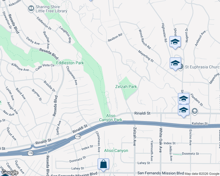 map of restaurants, bars, coffee shops, grocery stores, and more near 11577 Newcastle Avenue in Los Angeles