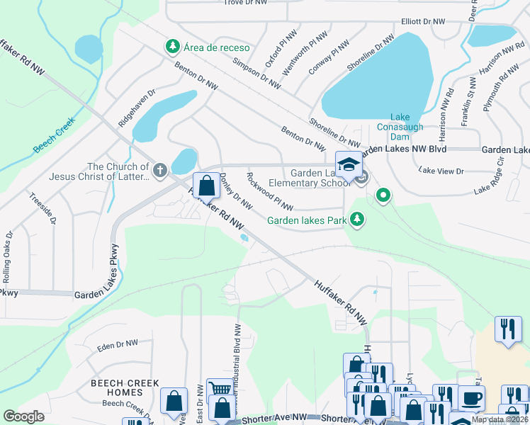 map of restaurants, bars, coffee shops, grocery stores, and more near 26 Donley Drive Northwest in Rome
