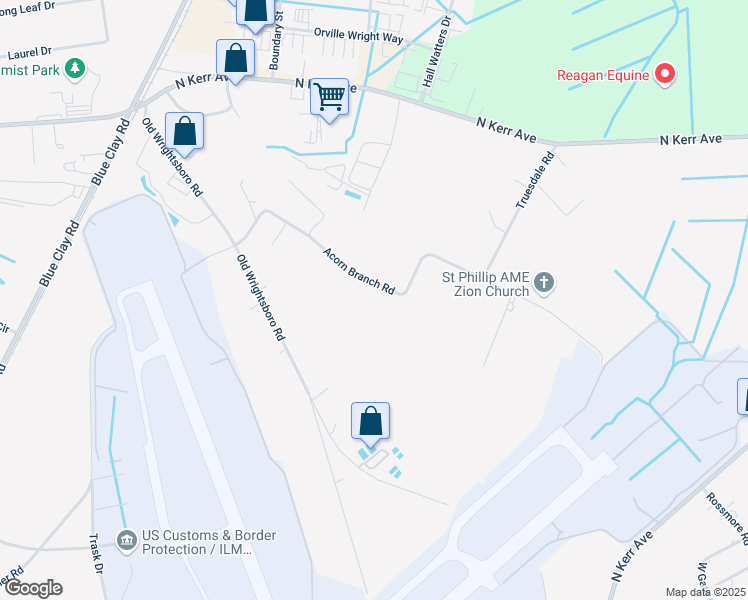 map of restaurants, bars, coffee shops, grocery stores, and more near 2616 Acorn Branch Road in Wilmington