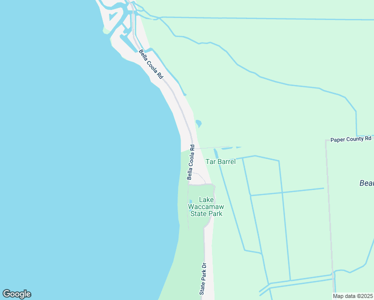map of restaurants, bars, coffee shops, grocery stores, and more near 2430 Bella Coola Road in Lake Waccamaw