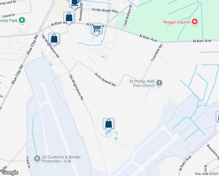 map of restaurants, bars, coffee shops, grocery stores, and more near 2616 Acorn Branch Road in Wilmington