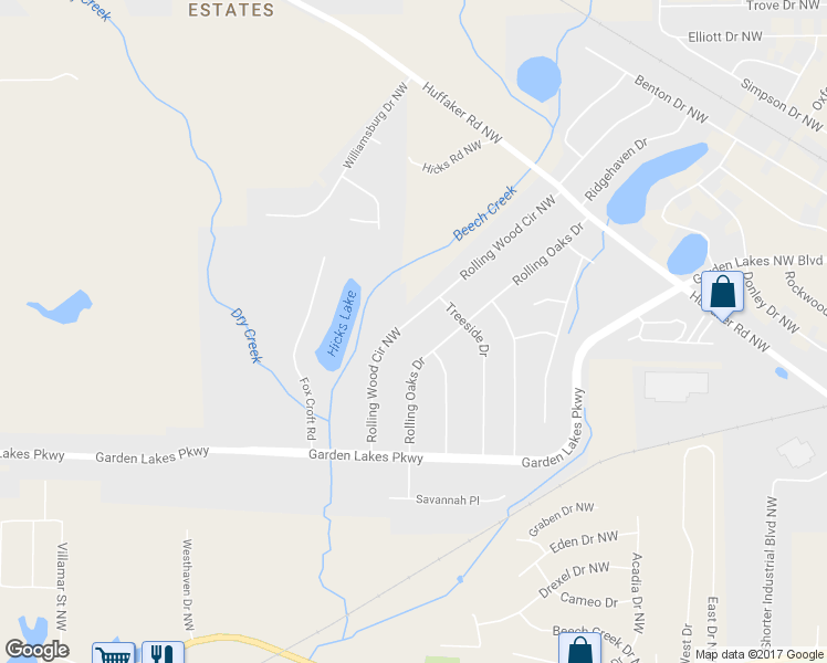 map of restaurants, bars, coffee shops, grocery stores, and more near 207 Rolling Wood Circle Northwest in Rome
