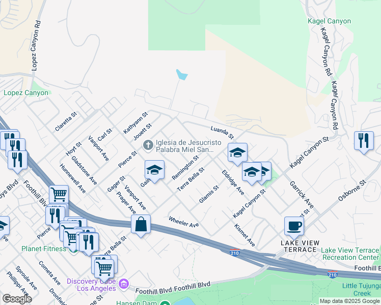 map of restaurants, bars, coffee shops, grocery stores, and more near 11714 Gain Street in Los Angeles