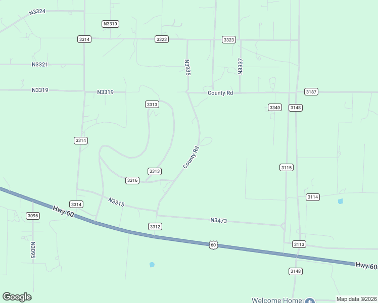 map of restaurants, bars, coffee shops, grocery stores, and more near County Road 3312 in Vernon