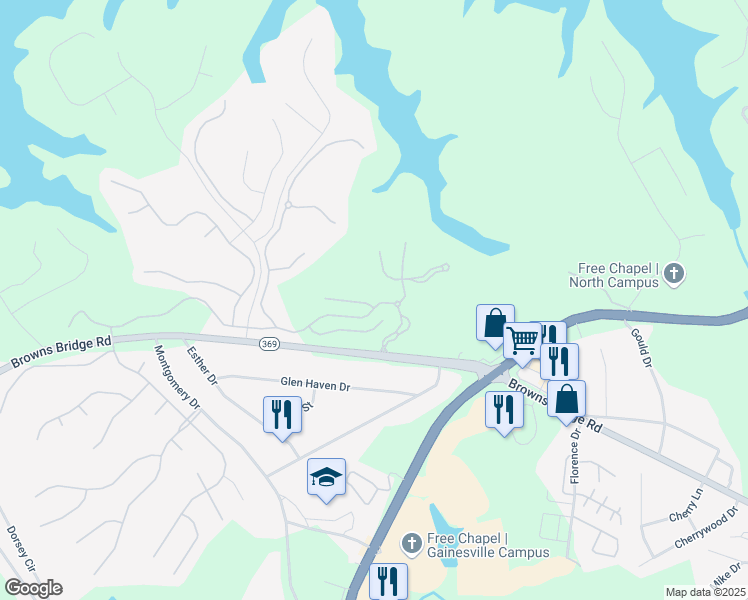 map of restaurants, bars, coffee shops, grocery stores, and more near 3104 White Magnolia Chase in Gainesville