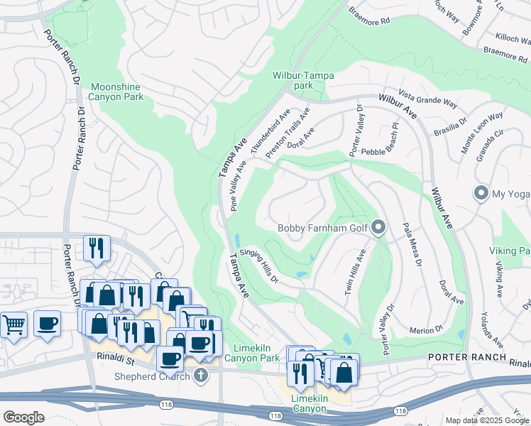 map of restaurants, bars, coffee shops, grocery stores, and more near 11703 Seminole Circle in Los Angeles