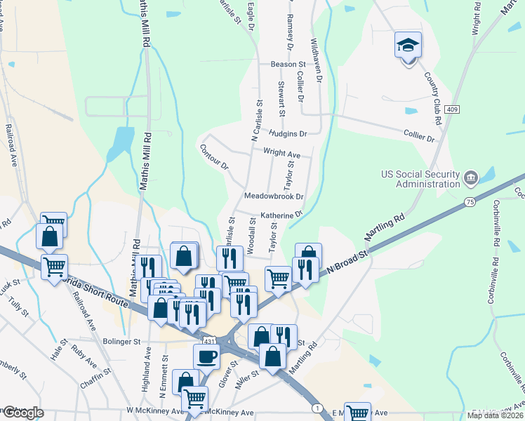 map of restaurants, bars, coffee shops, grocery stores, and more near 202 Katherine Drive in Albertville