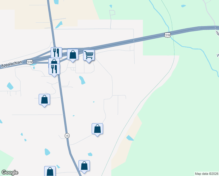 map of restaurants, bars, coffee shops, grocery stores, and more near 386 5 Star Road in Pontotoc