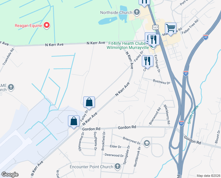 map of restaurants, bars, coffee shops, grocery stores, and more near 1934 Farley Drive in Wilmington