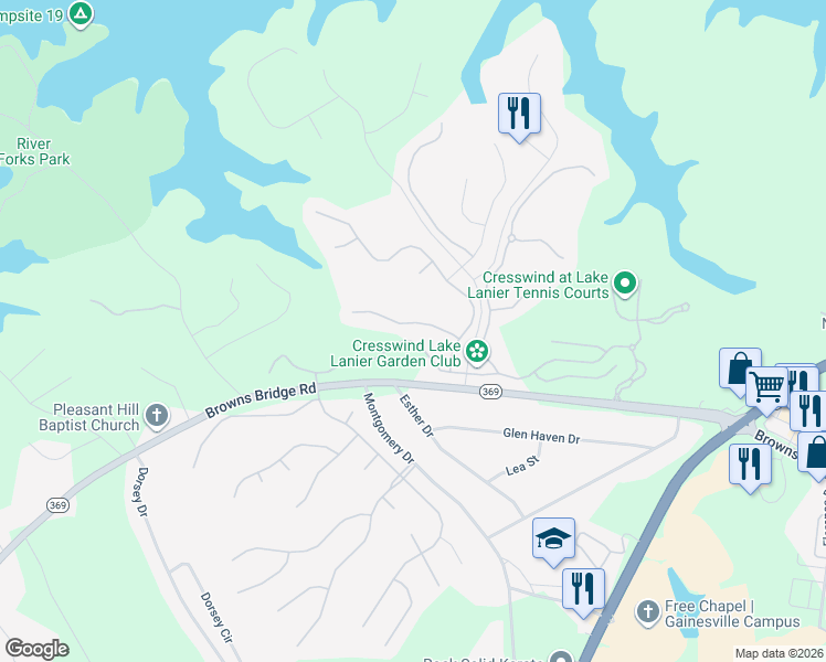 map of restaurants, bars, coffee shops, grocery stores, and more near 3357 Sweet Plum Trace in Gainesville