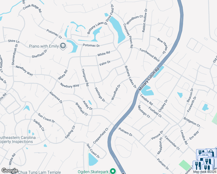 map of restaurants, bars, coffee shops, grocery stores, and more near 2605-2609 Naudin Court in Wilmington